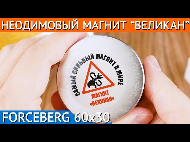  Неодимовый магнит диск Магнит Великан 60х30 мм | ОЧЕНЬ мощный магнит – сила до 126 кг