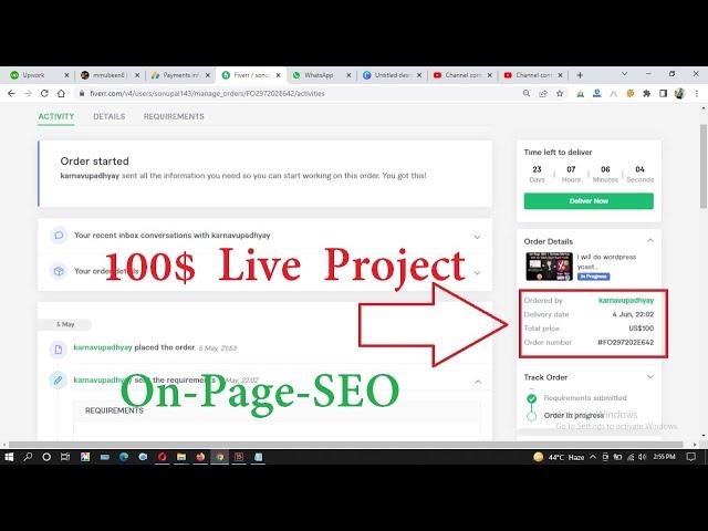 Fiverr $100 Order Live work || FIverr Liver Project || Get Your 1st Order on Fiverr Quickly || SEO