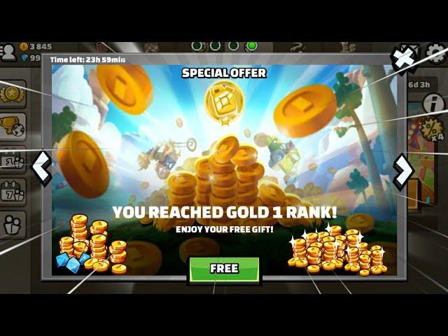  FREE GIFT !! I REACH GOLD RANK & I GOT FREE GIFT IN - Hill Climb Racing 2