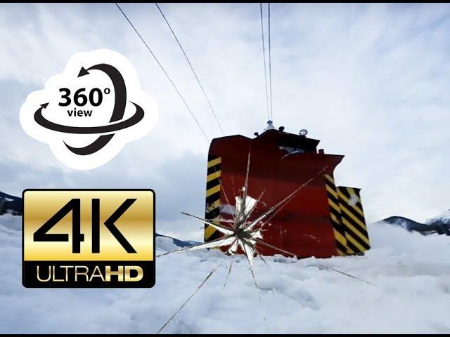 360° camera under train CRASHED by snow plow (4K)