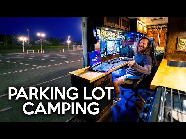 Luxury Stealth Camping & Gaming in Parking Lot