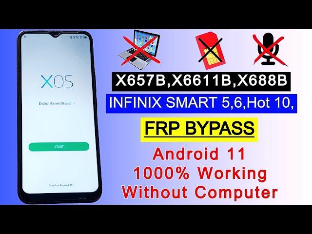 All Infinix Smart 5/6 FRP Bypass Android 11 X657B / X6611B / X688B FRP Bypass /Google Account Unlock