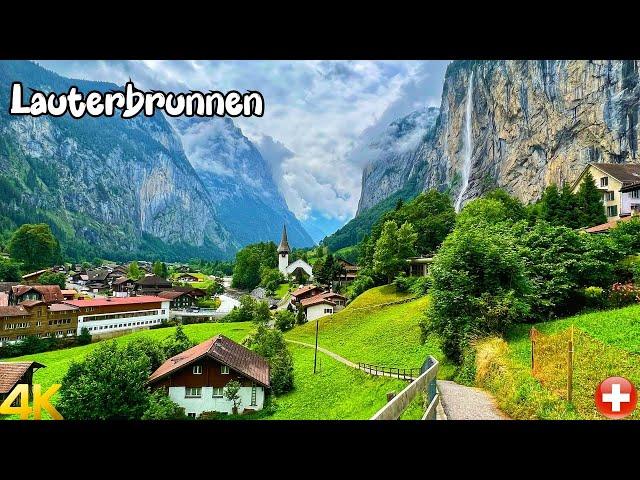 Lauterbrunnen, Switzerland, walking tour 4K - The most beautiful villages in Switzerland