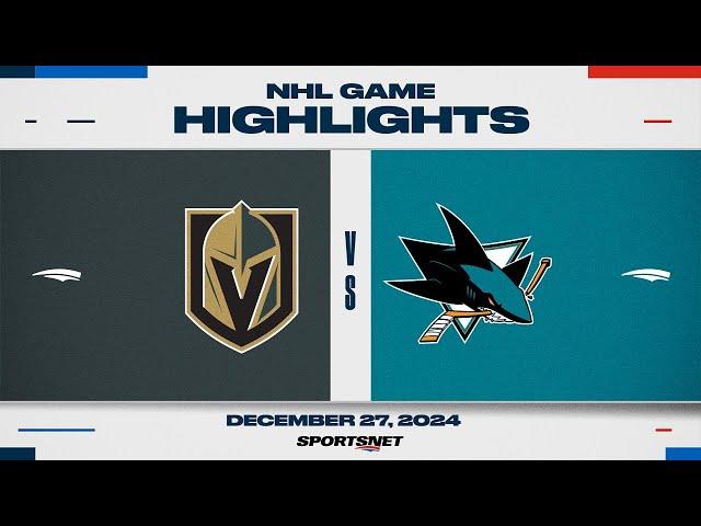 NHL Highlights | Golden Knights vs. Sharks - December 27, 2024