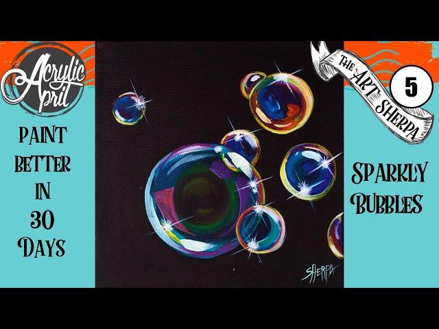 Easy Colorful Bubbles Daily Painting Step by step Acrylic Tutorials Day #5 #AcrylicApril2020