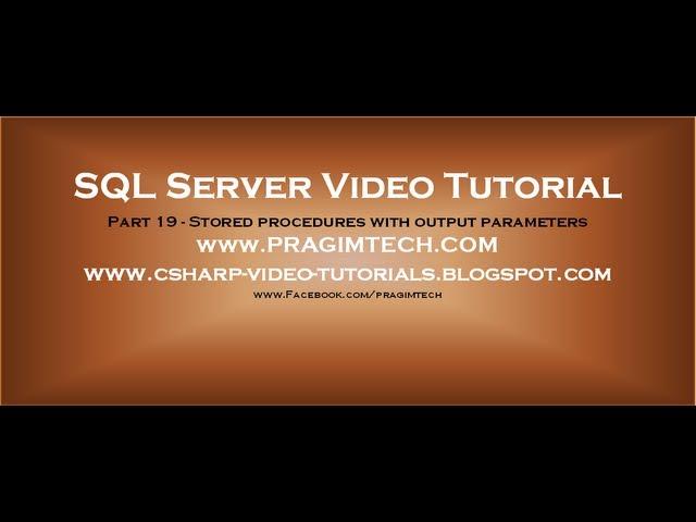 Stored procedures with output parameters   Part 19