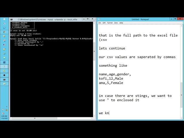 The fastest way to import CSV data into MySql database table via Command Line (LOAD DATA INFILE)