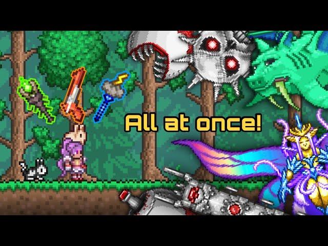 Can I beat 5 Hardest bosses all at once with a pre-Mech Gear? | Terraria Master Mode.