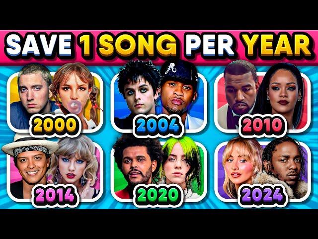 SAVE 1 SONG PER YEAR  Popular Songs From 2000 to 2024 (6 Songs Each Year) | Music Quiz 