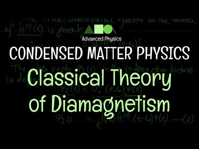 Condensed Matter Physics - Diamagnetism : Classical Theory of Diamagnetism