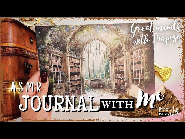 ASMR ️Aesthetic Journaling Enchanted Mind Library Collage Scrapbooking | Journal With Me Relaxing