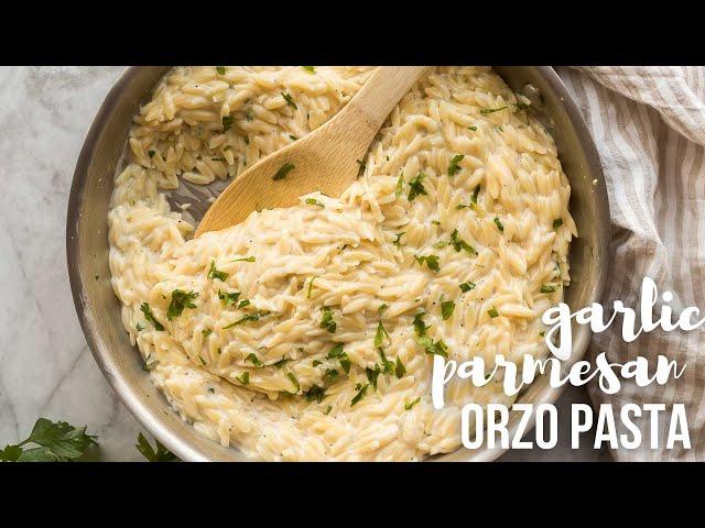 Garlic Parmesan Orzo Pasta: made in one pot! | The Recipe Rebel