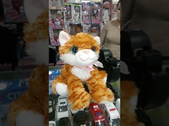 Замечательный рыжий кот с голубенькими глазками в отделе игрушек "Карапуз" в ЦУМе ждёт хозяина и мяу