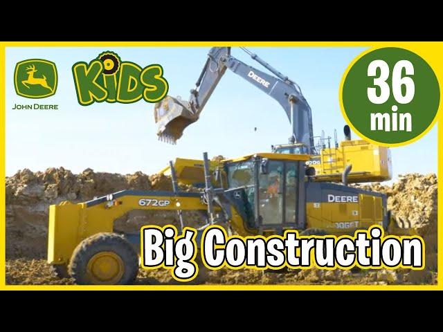 John Deere Kids | Real Big Construction Vehicles Working with Music & Song