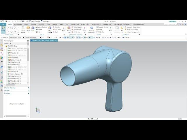 NX 12 Tutorial  #7 | 3D Surface design - Hair Plastic