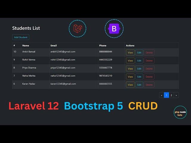 Laravel 12 Bootstrap 5 CRUD | Laravel 12 Bootstrap CRUD | Laravel 12 CRUD Tutorial for Beginners