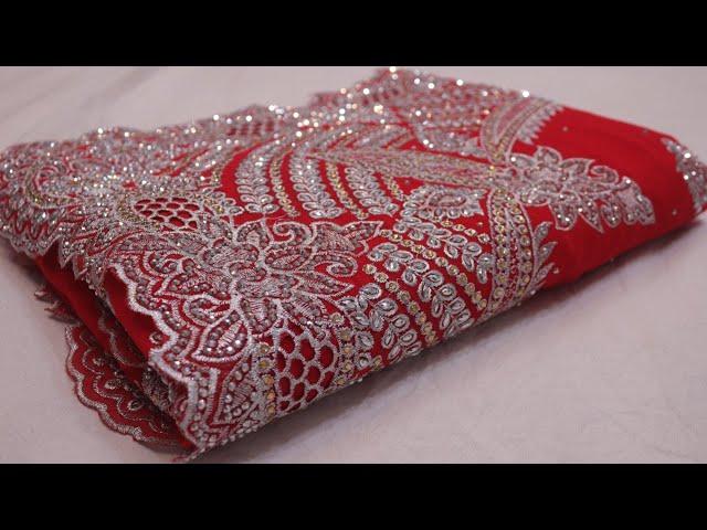 ARNG-3632 “The Lightning Red” Vol 3 Premium Designer Saree||Georgette||Acrylic Stones||Silver Zari