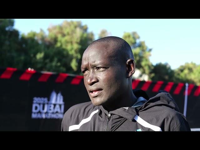 Former World record holder Dennis Kimetto speaks after finishing Dubai marathon.