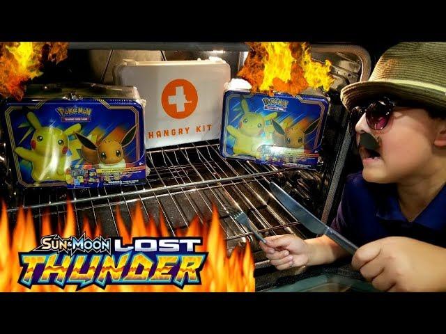 CARL COOKS POKEMON CARDS!! OPENING THE NEW POKEMON LETS GO PIKACHU & EEVEE LUNCH TREASURE TIN!