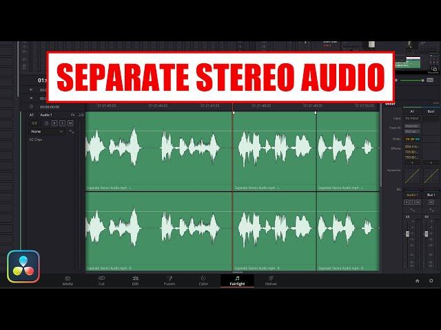 Separate Stereo Audio [ Left - Right Channel Into 2 Different Tracks ] DaVinci Resolve Tutorial