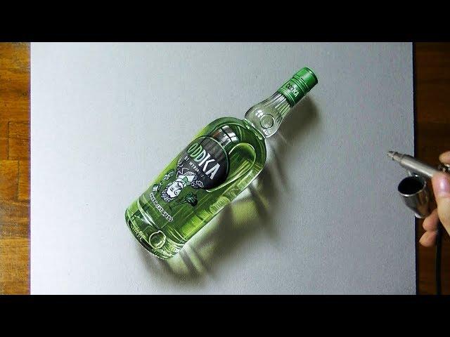 Drawing timelapse: a bottle of Oddka - hyperrealistic art