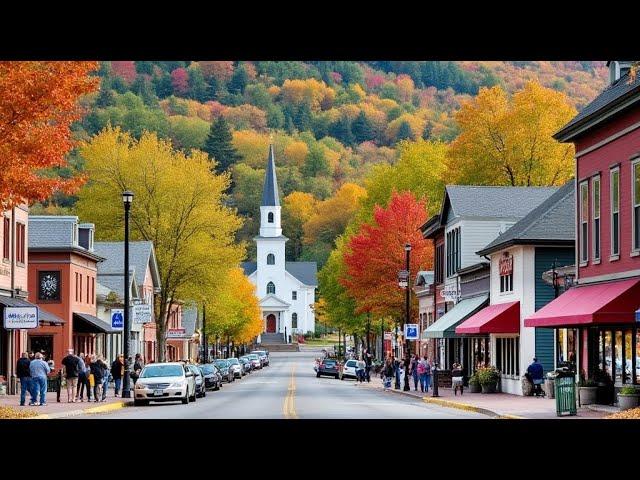 Autumn Walk in STOWE Vermont ️ New England Autumn Foliage Trip 4K