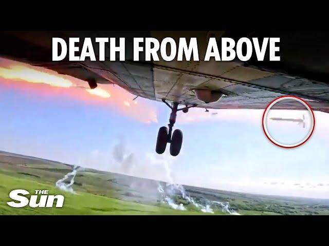 Incredible moment Ukrainian chopper absolutely annihilates Russians with S-8 rockets & strike drones