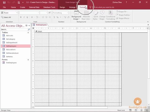 Create a Form in Design View in Access 2016