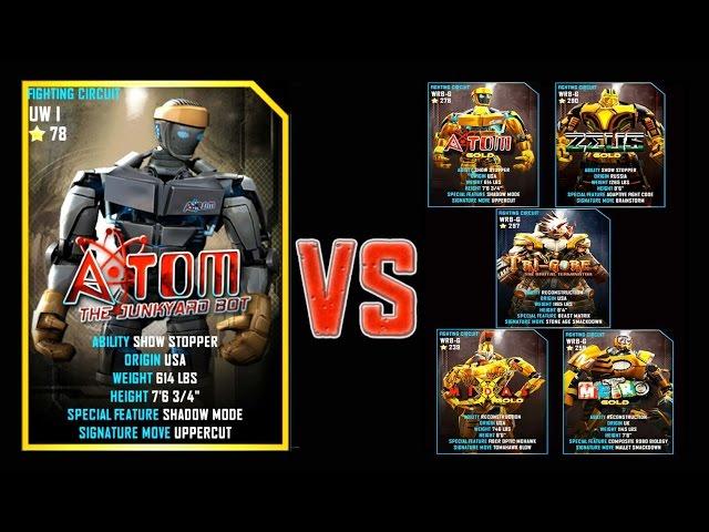 Real Steel WRB FINAL Atom VS GOLD ROBOTS Series of fights NEW ROBOT (Живая Сталь)