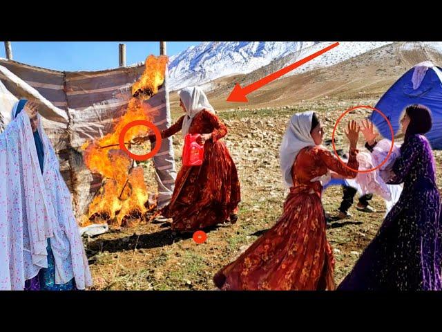 Fire of revenge: burning the tent, ex-husband by Sahar, brave woman.