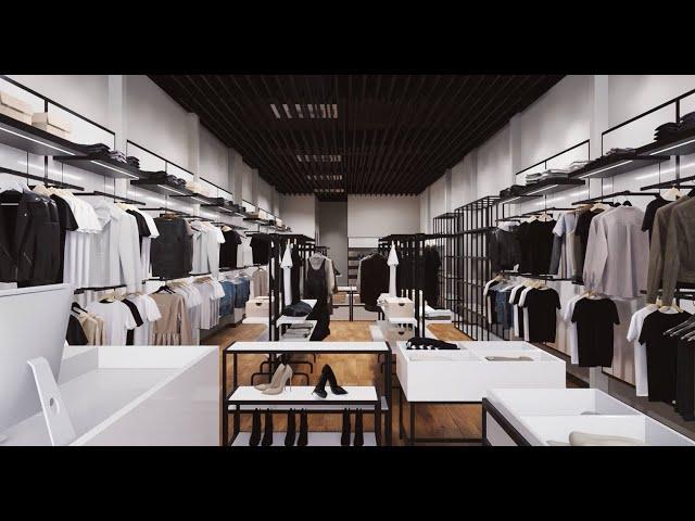 Modern clothing store 3D design | custom retail fashion store fixtures & furniture   #shorts