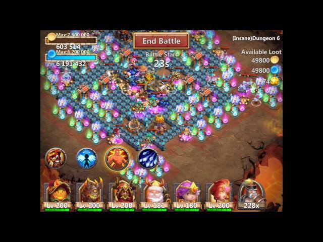 Castle Clash Insane Dungeon 6-3 with f2p heroes