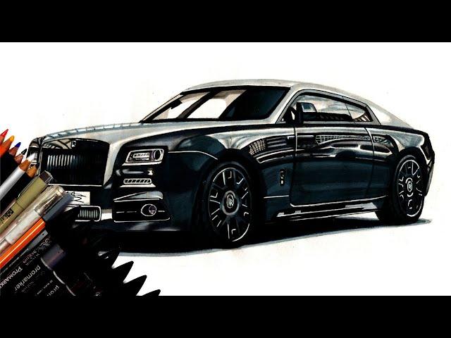 Realistic Car Drawing - Rolls Royce Mansory Wraith - Time Lapse - Drawing Ideas