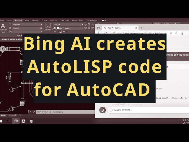 Using the New Bing AI to generate AutoLISP Code for AutoCAD Drafting