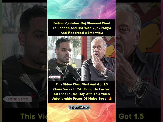 Indian Youtuber Raj Shamani Went To London And Sat With Vijay Malya #shortsfeed #trendingshorts