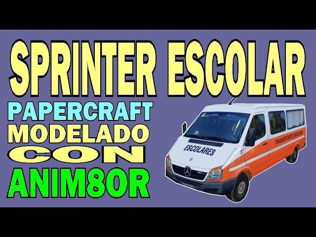 SPRINTER ESCOLAR para PAPERCRAFT modelado con ANIM8OR PDF y PDO descargar FREE PROPS PEPAKURA