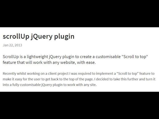 Scroll Up jQuery Plugin | jQuery