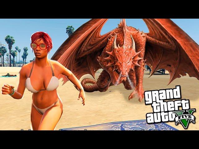 Дракон в GTA 5 - GTA 5 Моды - Безумный монстр!