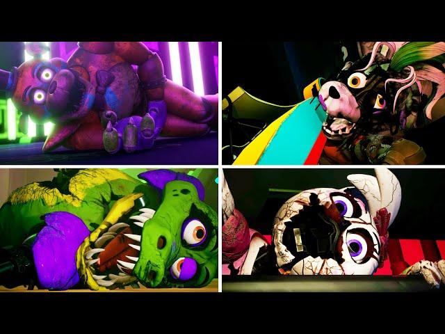 FNAF Security Breach ALL Animatronics DESTRUCTIONS FIVE NIGHTS AT FREDDY'S: SECURITY BREACH