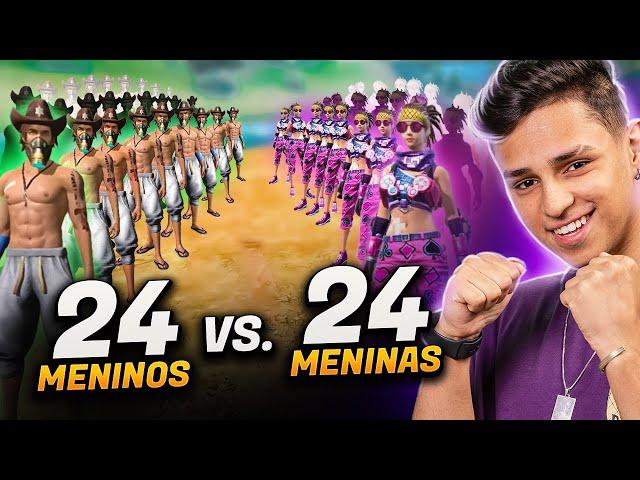 QUEM GANHOU?! 24 MENINOS vs 24 MENINAS NO FREE FIRE!!