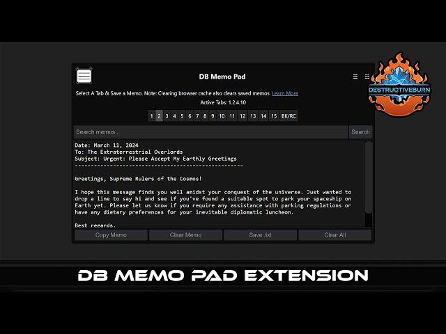 DB Memo Pad Browser Extension