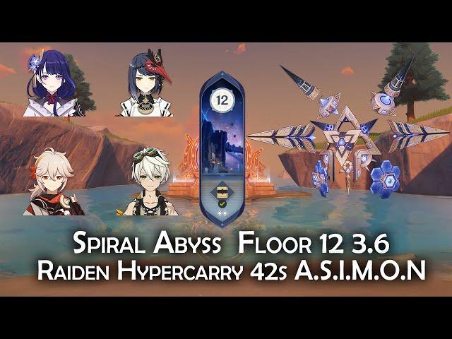 A.S.I.M.O.N Dorito Boss Speedrun 42s Raiden Hypercarry Speedrun Spiral Abyss 3.6| Genshin Impact