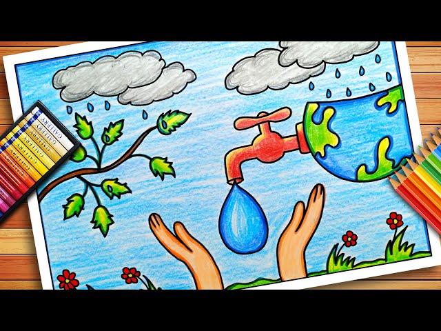 World Water Day Drawing | World Water Day Poster | Save Water Save Life Poster | Save Water Drawing