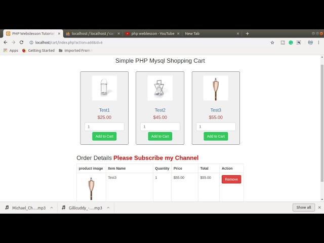 Simple Shopping Cart using PHP & MySql-2019