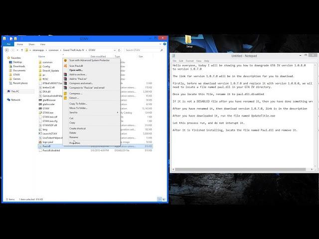 How to downgrade GTA IV to 1.0.7.0 (2018)