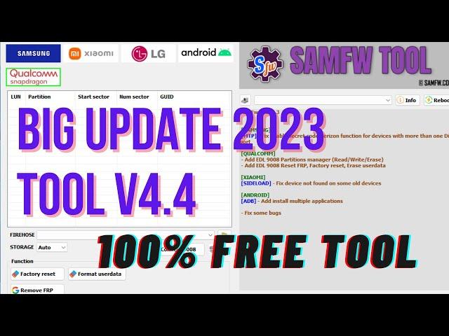 SamFw Tool New Big Update Tool V4.4 Remove Samsung FRP one click  Add  QC