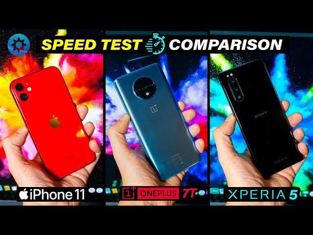 Xperia 5 Vs Oneplus 7t vs iPhone 11 | Speed Test Comparison