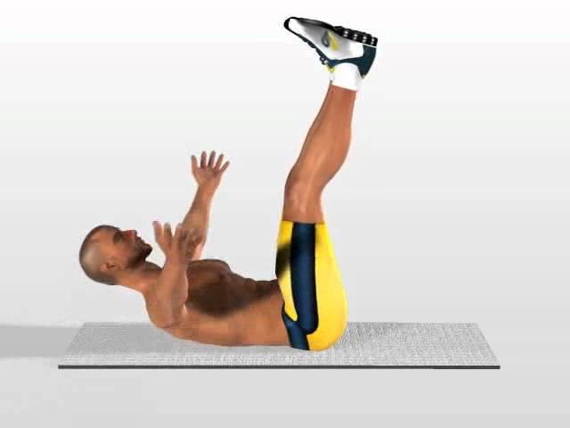 Abs Exercises  Leg Up Touch Crunch / abdominales tocandose los tobillos en 90 grados