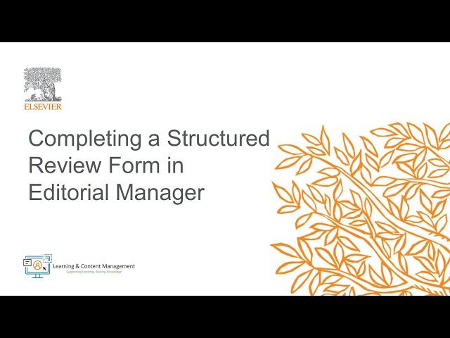 Completing a Structured Review Form in Editorial Manager