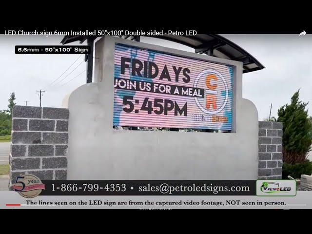 LED Church sign Full Color 6mm Installed 50"x100" Double sided - Petro LED